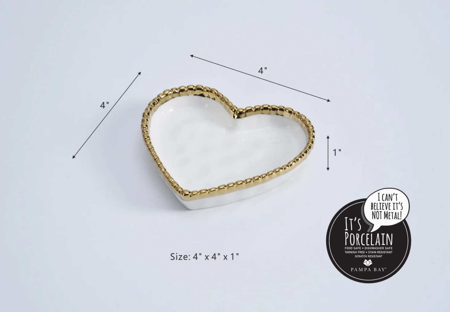 Mini Heart Dish White with Gold Trim - Image 2