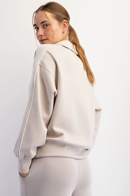 Mocha Cream Modal Polo Top - Image 2