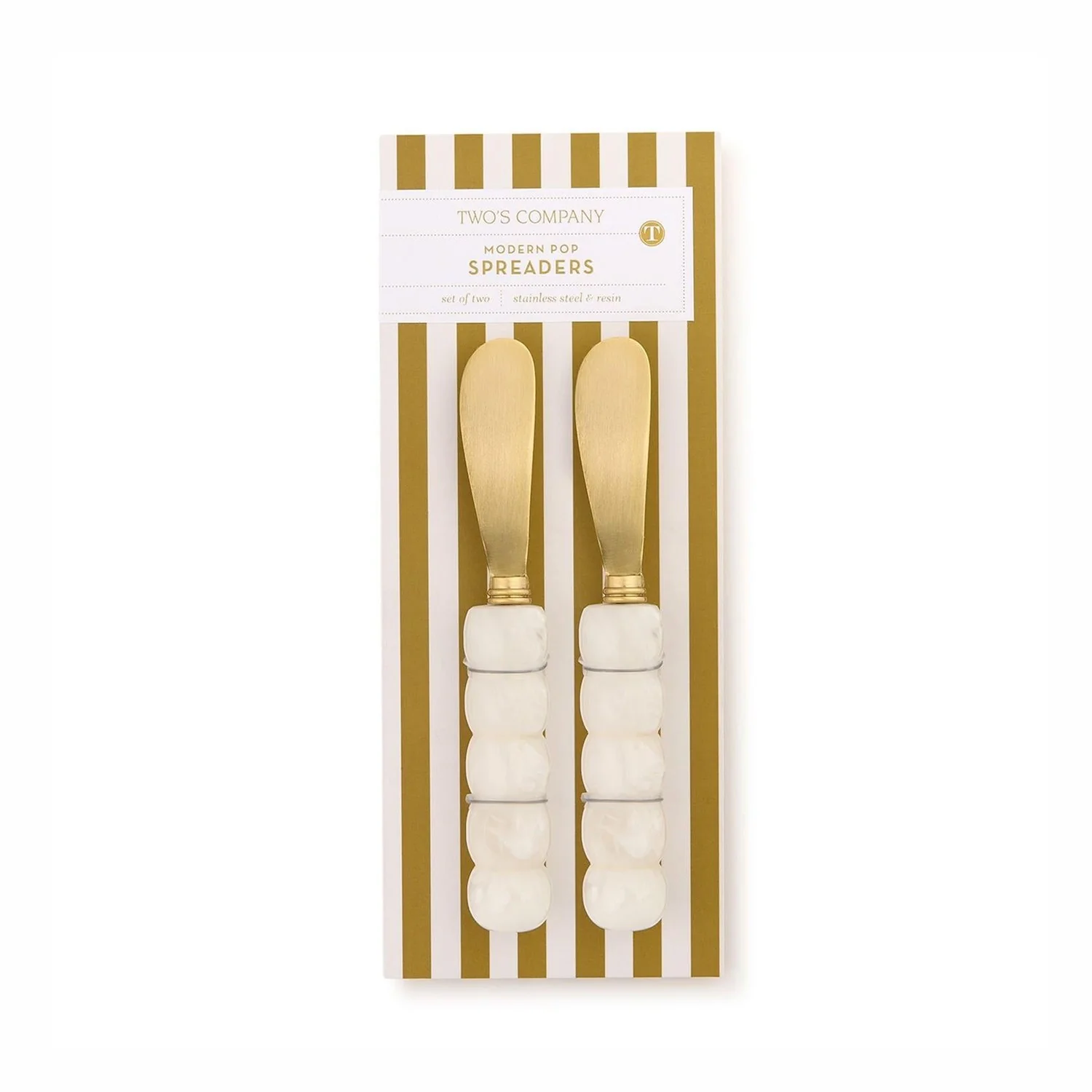 Modern Pop Set of 2 White Beaded Spreaders on Gift Card