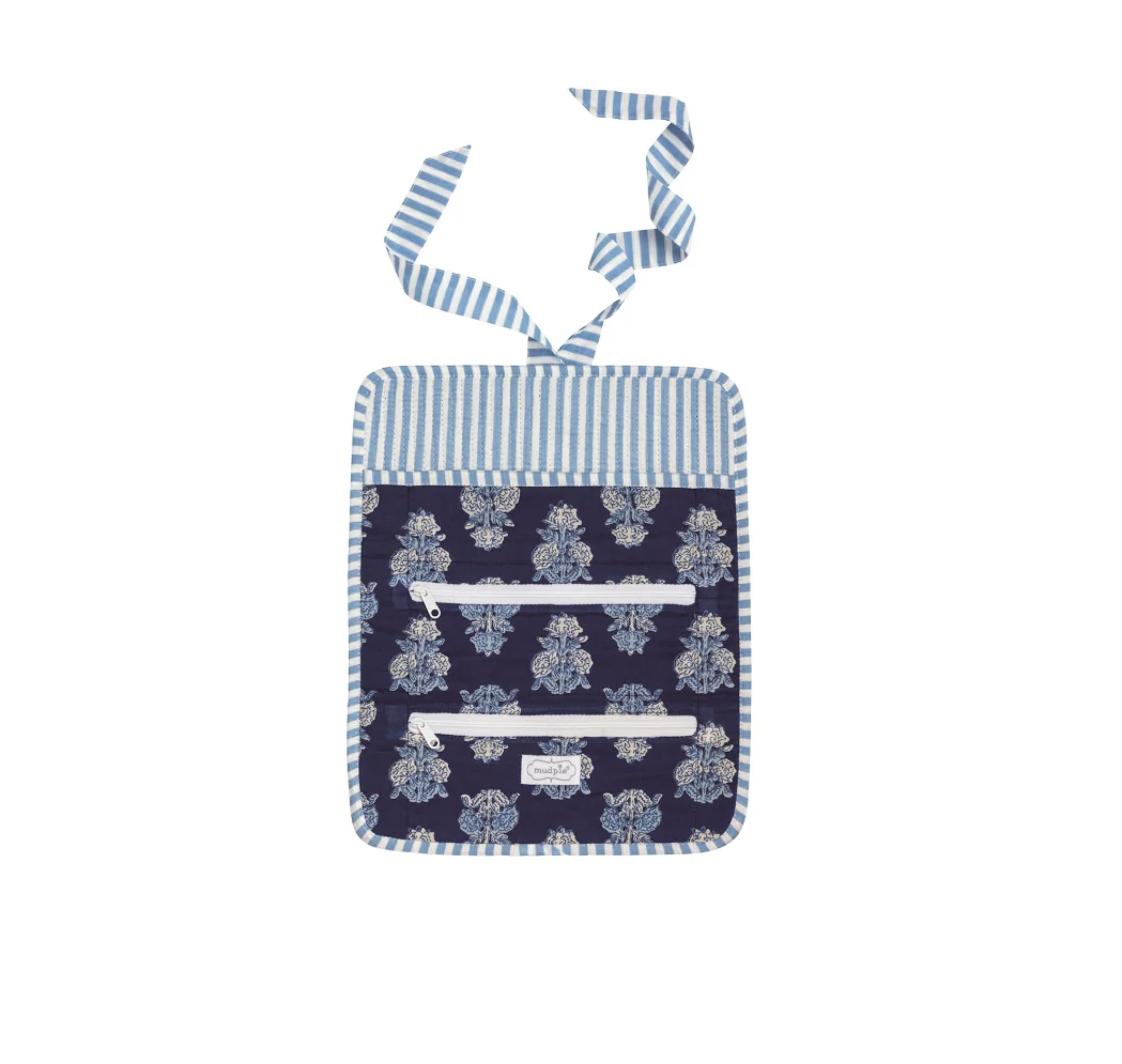 Navy Block Print Jewelry Roll - Image 2