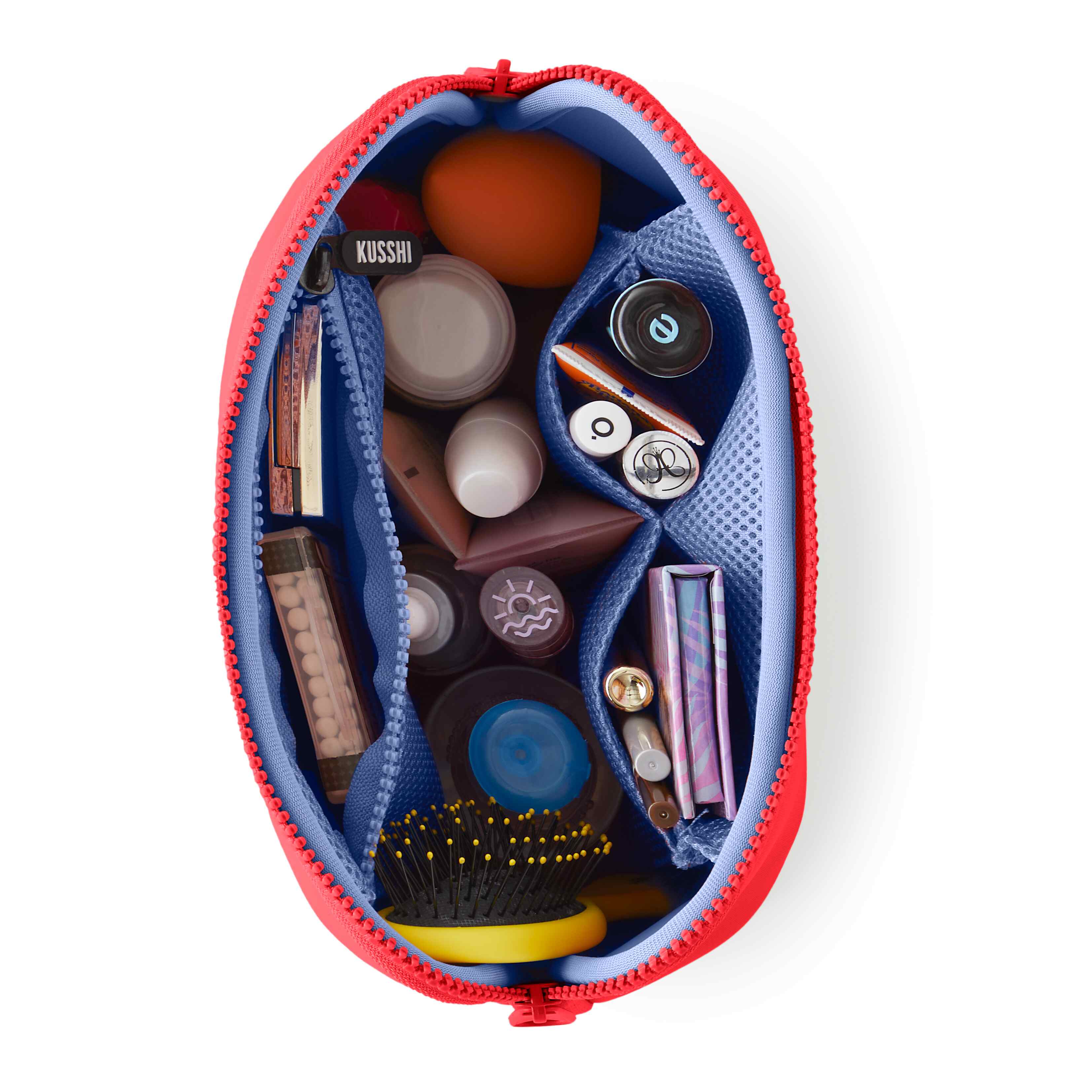 Neo Makeup Bag - Coral Red/ Periwinkle - Image 4