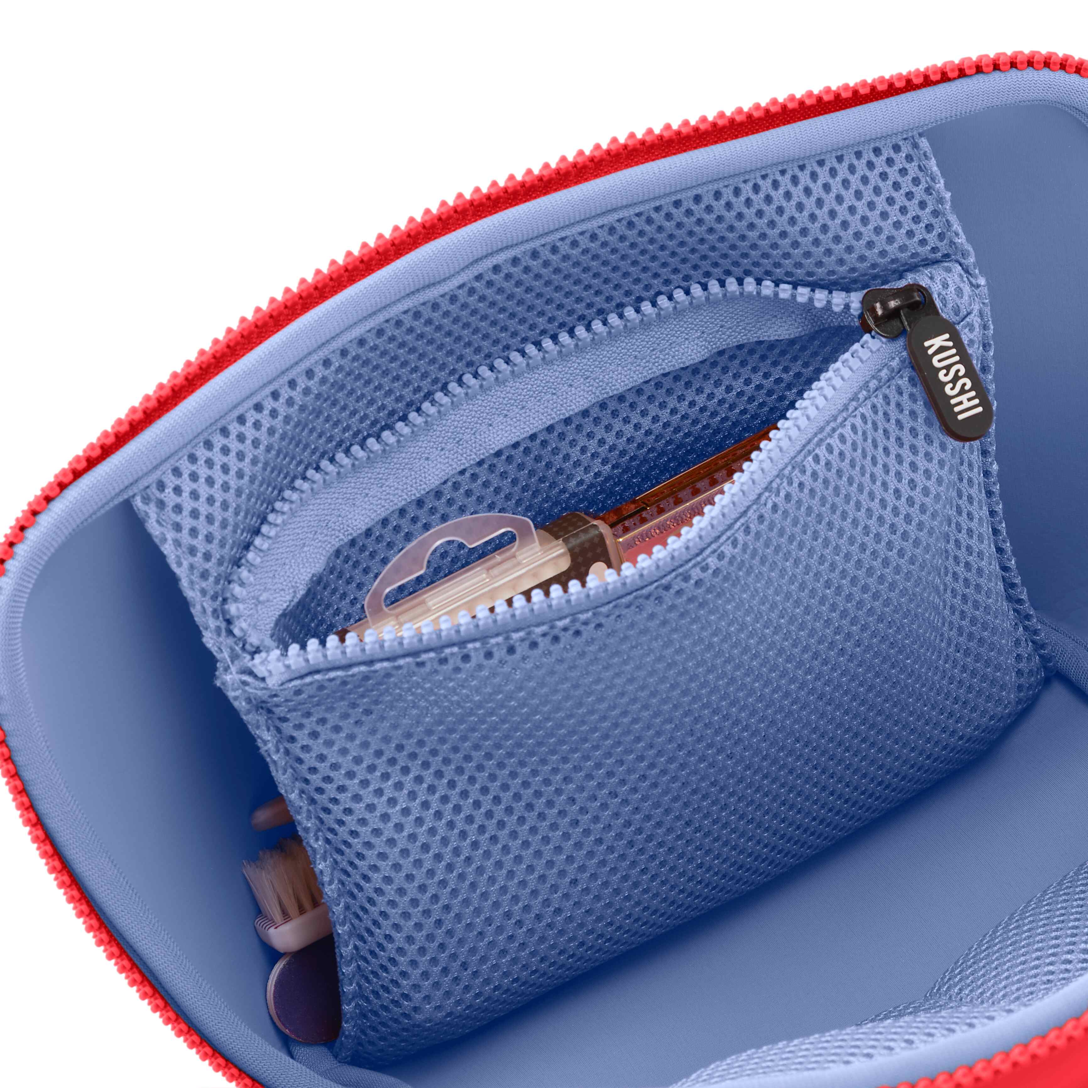 Neo Makeup Bag - Coral Red/ Periwinkle - Image 5