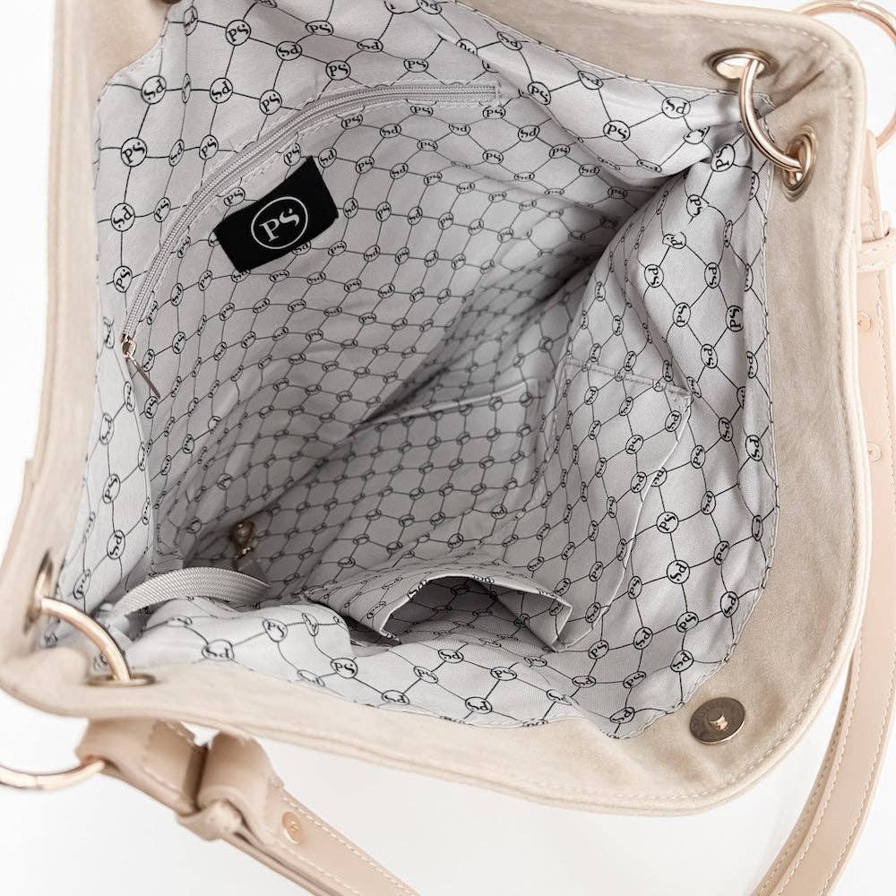 Oat - Rosalie Rivet Suede Hobo Bag - Image 4