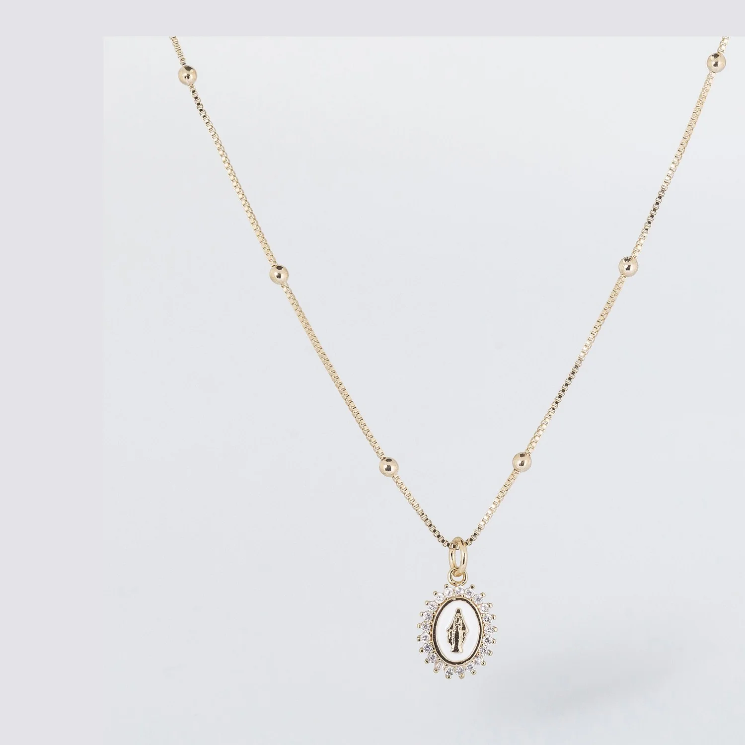 Our Lady of Lourdes Necklace  - White
