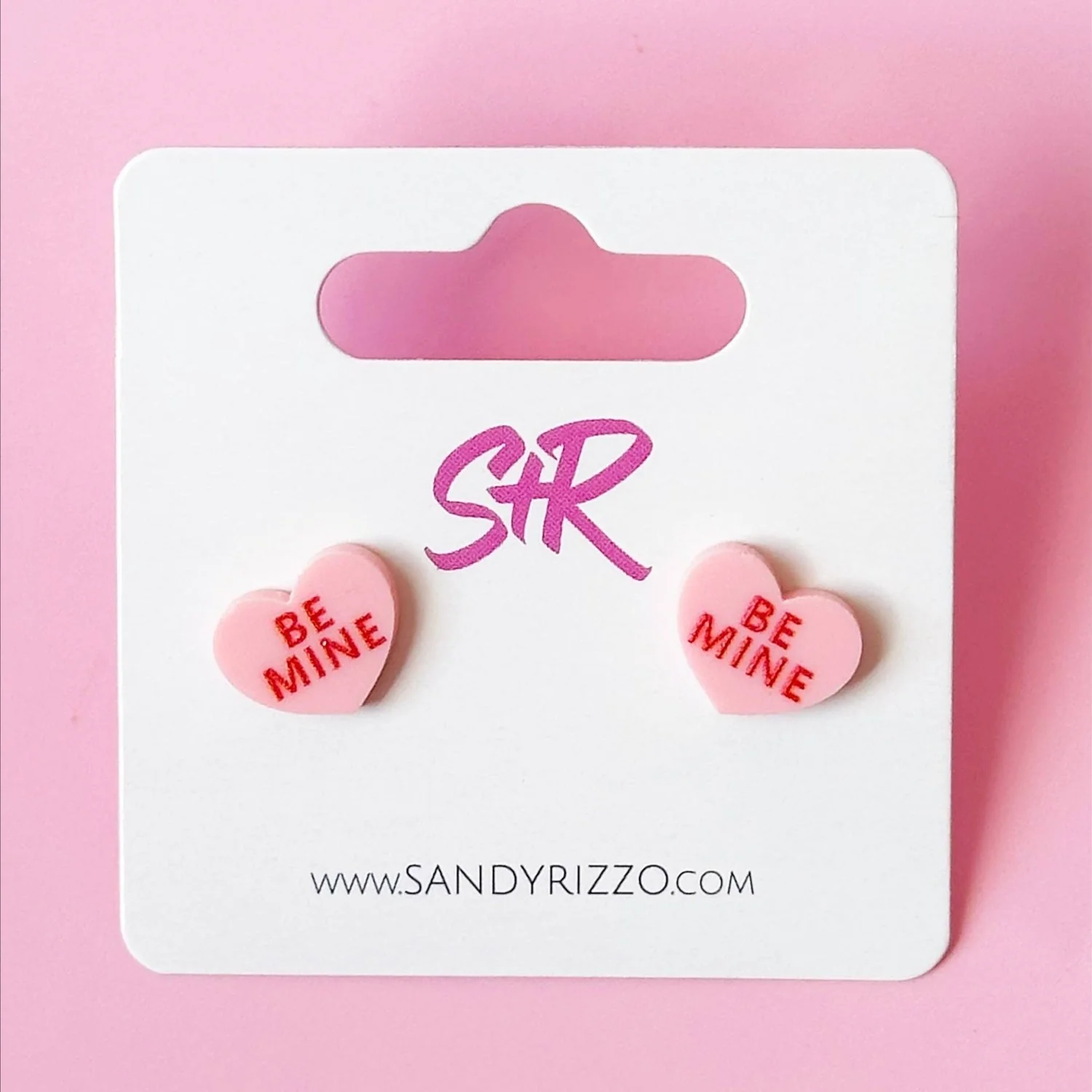 Pink Conversation Heart Stud