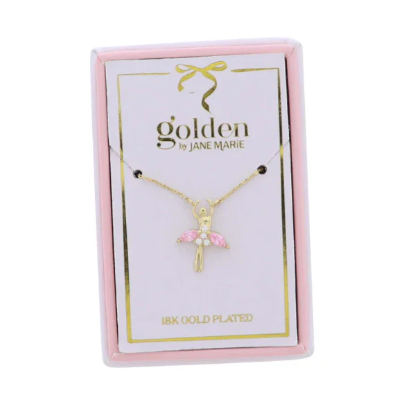 Pink Crystal Ballerina Necklace