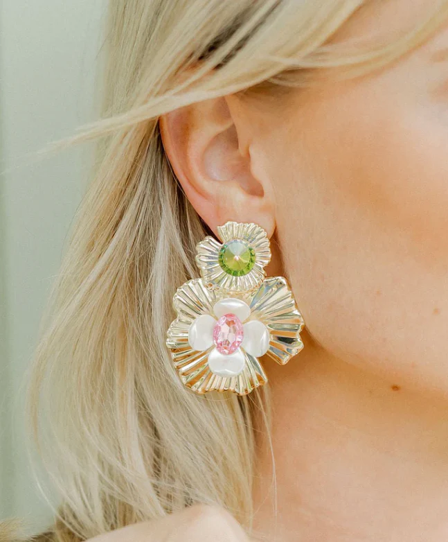 Pink/Gold Zara Statement Earrings - Image 2