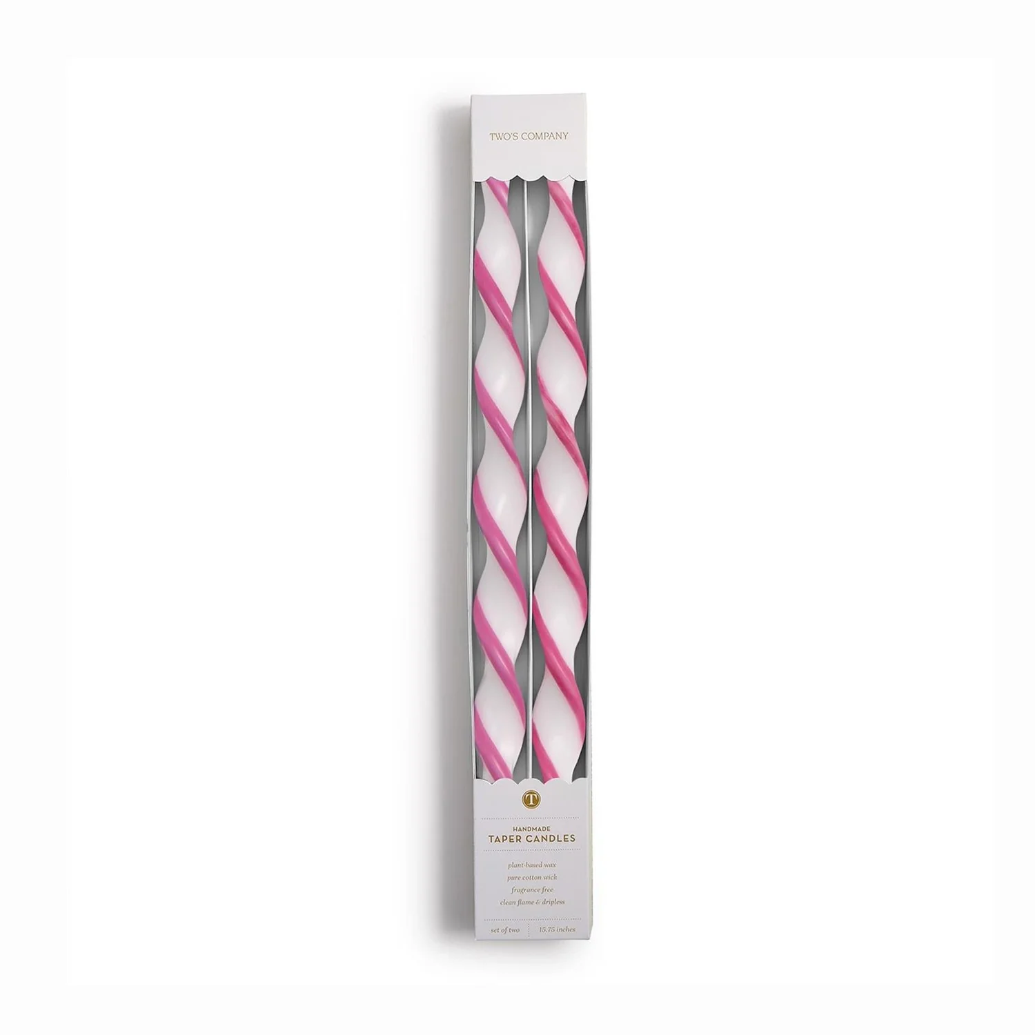 Pink Twist and Glow Set of 2 Taper Candles