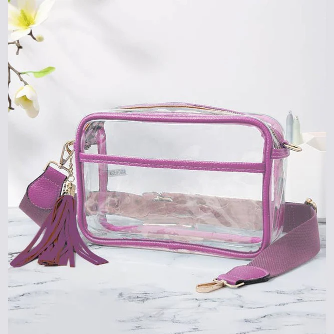 Purple - Clear PU Cross Body Camera Bag