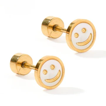 Screwback Stud - Happy Face