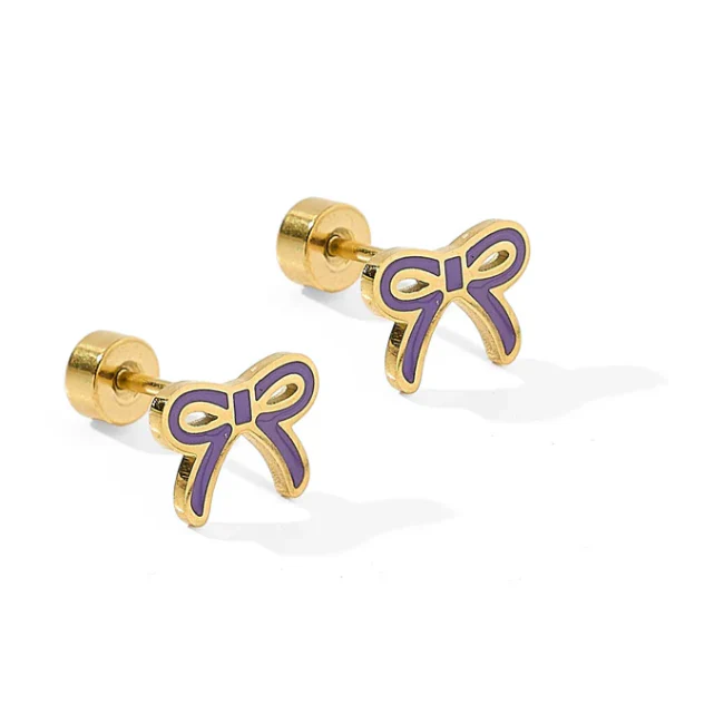 Screwback Stud - Sadie Bow Purple