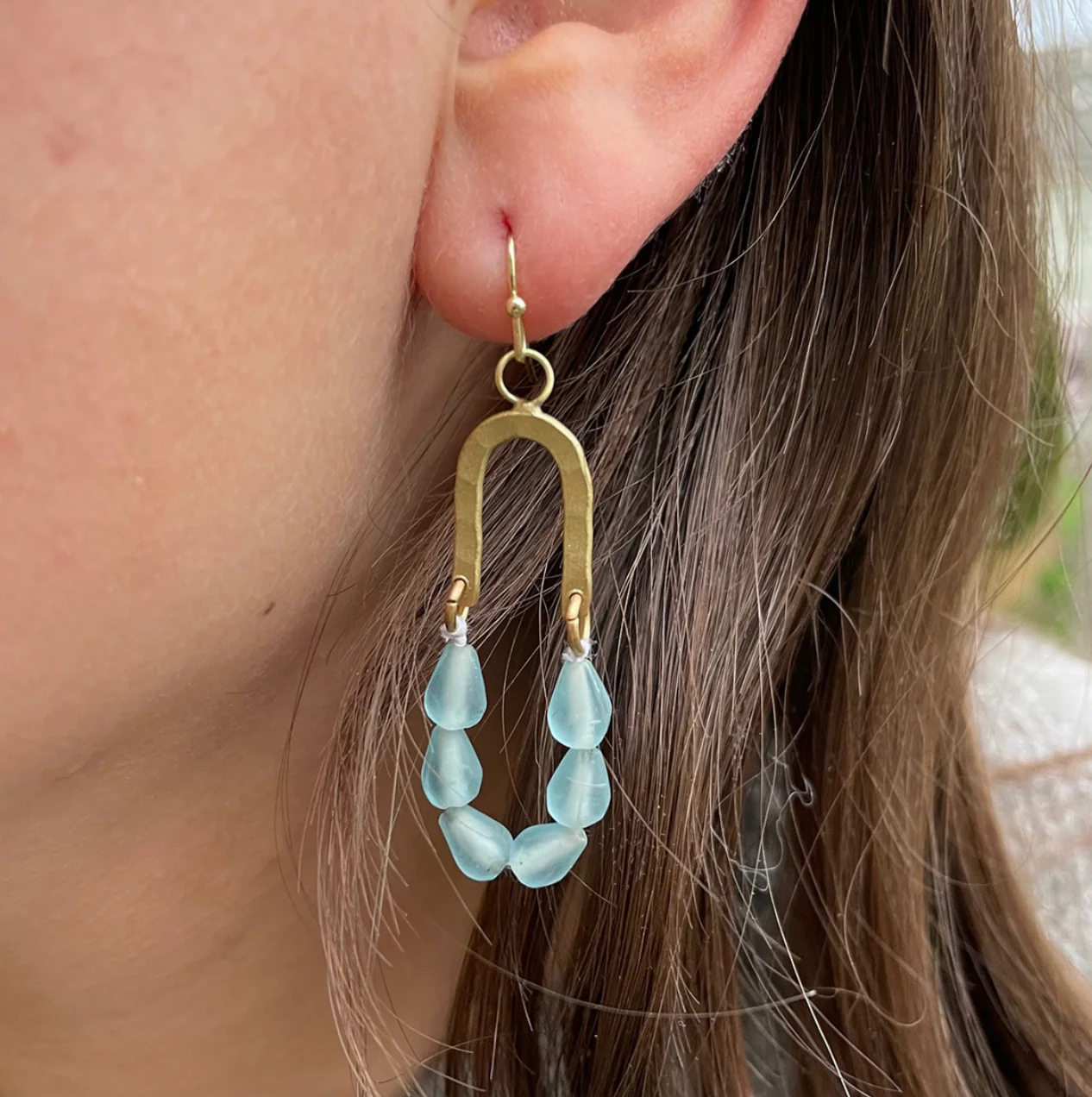 Seascape Drop Earrings Aqua - Image 2