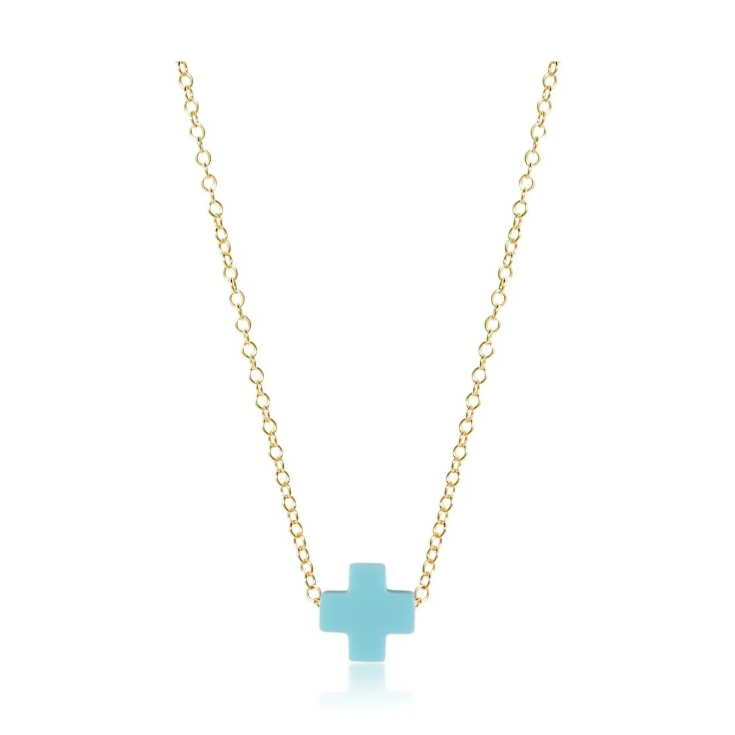 Signature Cross Turquoise 16"- Necklace Gold