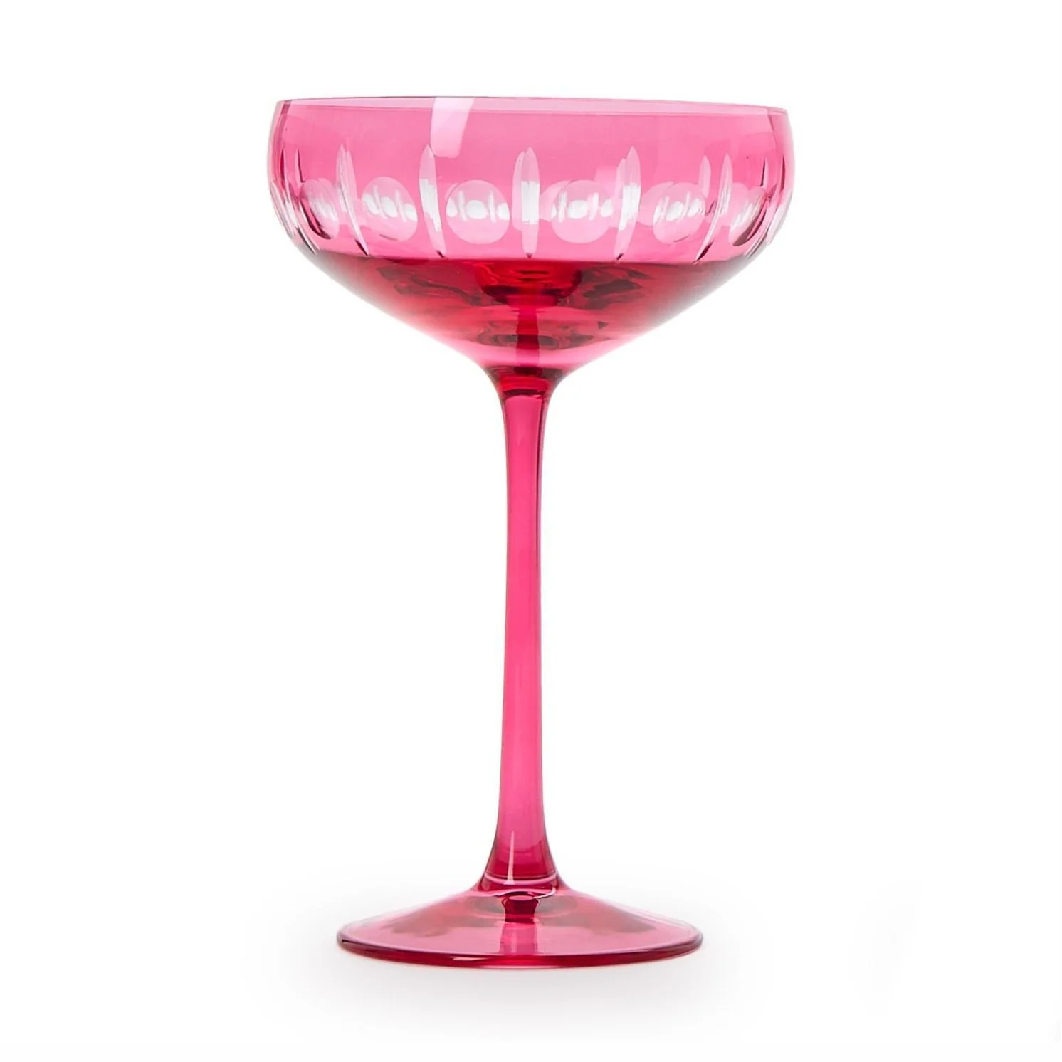 Sparkling Cut Pink Coupe Wine Glass