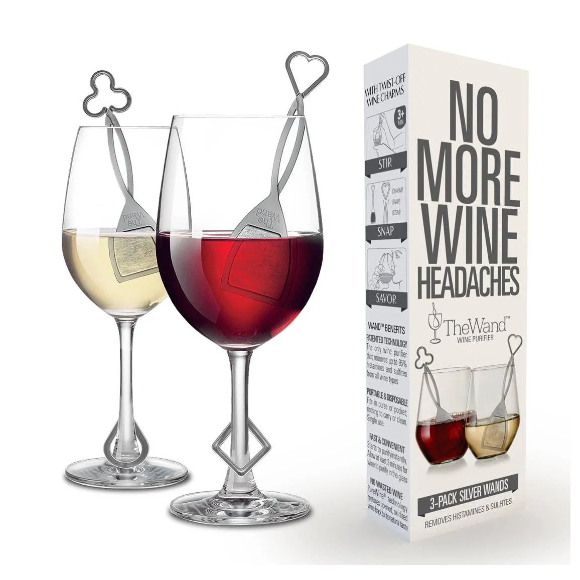 The Wand Wine Purifier 3-Pack, Silver