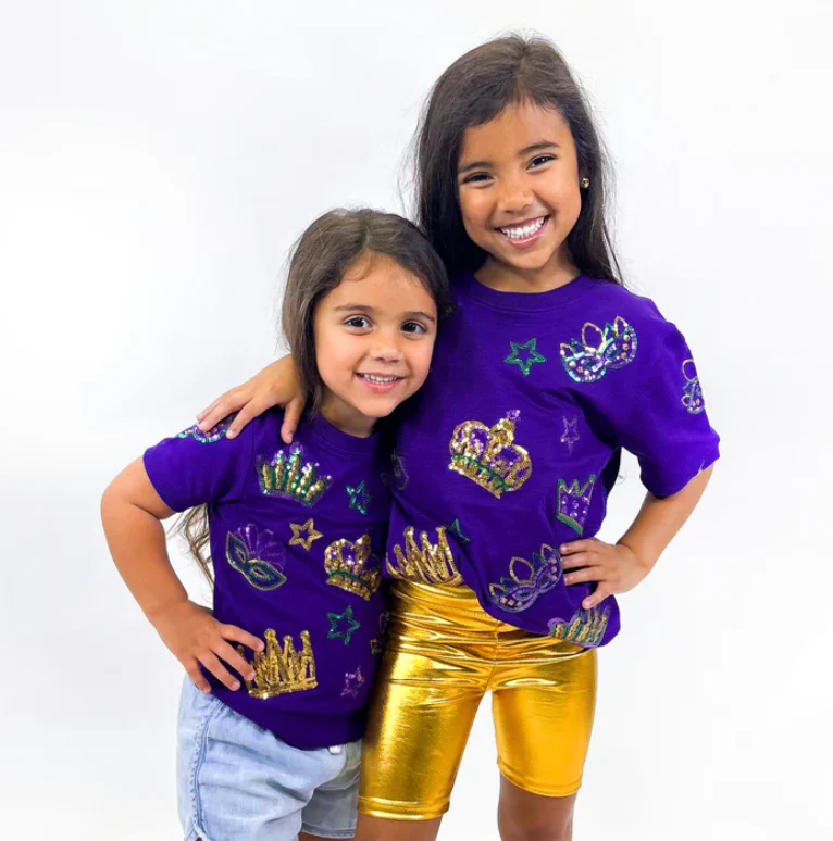 Toddler Short Sleeve Purple Crown Pullover - Image 2